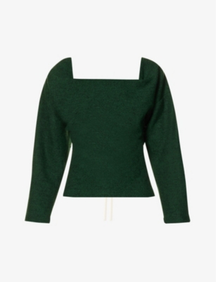 LITKOVSKAYA LITKOVSKA WOMEN'S GREEN CARMEN STRUCTURED-BODICE SCOOP-NECK WOOL TOP,62536074