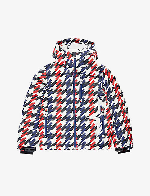 PERFECT MOMENT: Houndstooth-print quilted shell puffer jacket 6-14 years
