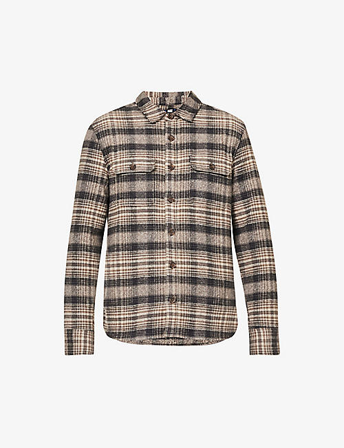 PAIGE: Wilbur plaid-pattern spread-collar cotton overshirt