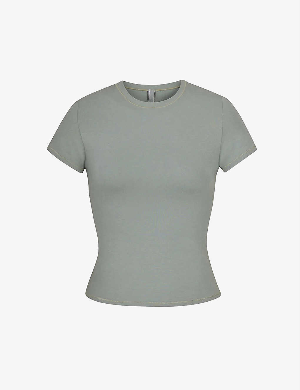 Skims Womens Mineral Round-neck Stretch Cotton-jersey T-shirt In Grey