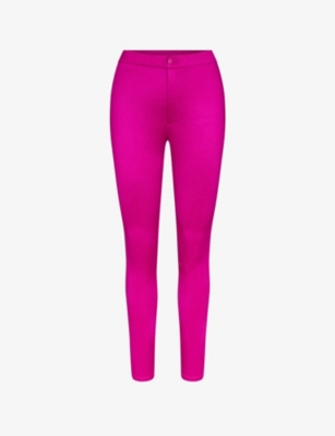 Skims Womens Fuschia Disco Skinny-leg High-rise Stretch-woven Trousers