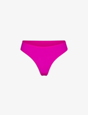 Skims Womens Fuschia Fits Everybody Mid-rise Stretch-woven Thong