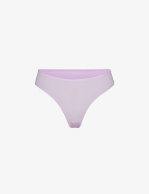 SKIMS SKIMS WOMENS SUGAR PLUM FITS EVERYBODY MID-RISE STRETCH-WOVEN THONG,62549135