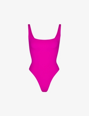 Skims Fits Everybody Square Neck Sleeveless Bodysuit In Fuschia
