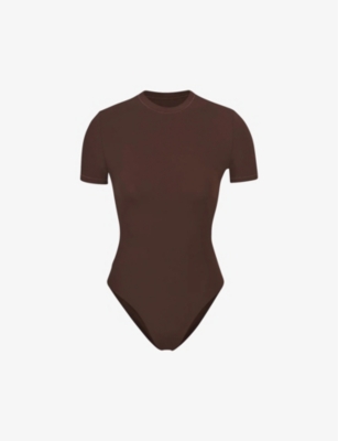 Skims Seamless Sculpt Thong Bodysuit in Brown