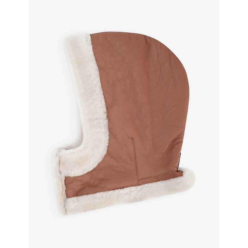 Anne Vest Emilie Shearling-lined Leather Hat In 27 Brown / Off-white