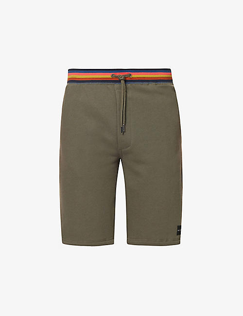 PAUL SMITH: Stripe-trimmed cotton shorts