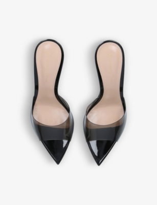 Shop Gianvito Rossi Black Elle Leather And Pvc Heeled Mules