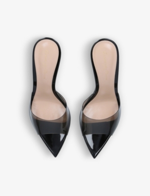 Shop Gianvito Rossi Elle Leather And Pvc Heeled Mules In Black