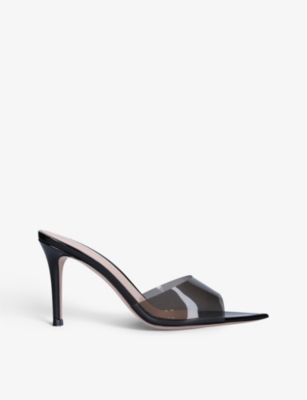 Gianvito Rossi Elle Leather And Pvc Heeled Mules In Black