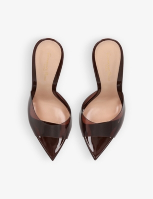 Shop Gianvito Rossi Women's Brown Elle 105 Leather And Pvc Heeled Mules