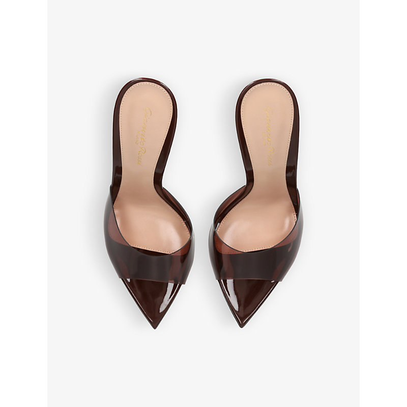Shop Gianvito Rossi Elle 105 Leather And Pvc Heeled Mules In Brown