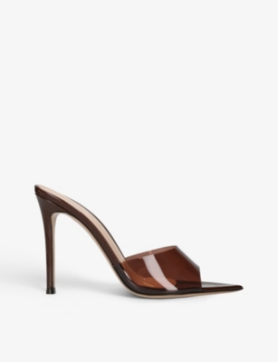 Shop Gianvito Rossi Women's Brown Elle 105 Leather And Pvc Heeled Mules