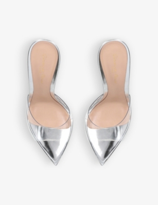 Gianvito Rossi Elle 85 Pvc And Leather Mules In Silver
