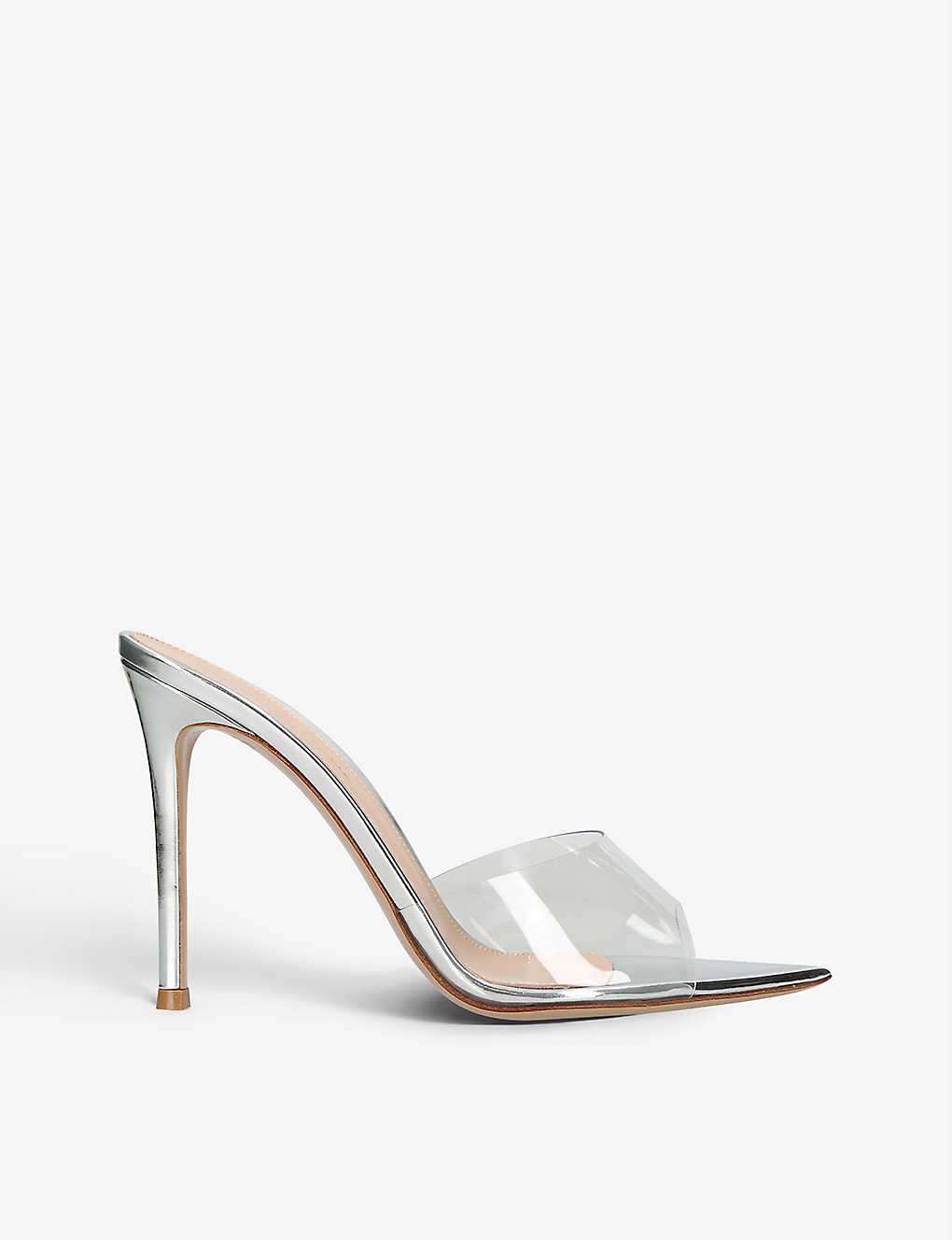 Gianvito Rossi Elle 85 Pvc And Leather Mules In Silver
