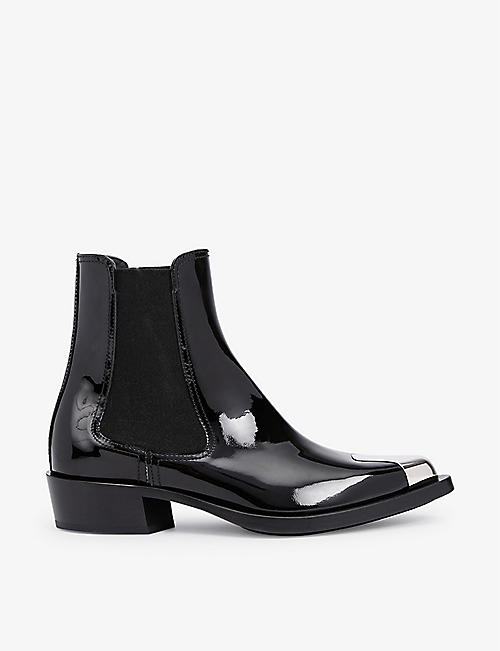 ALEXANDER MCQUEEN: Punk pull-on patent-leather Chelsea boots