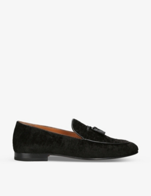 Shop Tom Ford Men's Black Slip-on Tassel-embellished Velvet Loafers