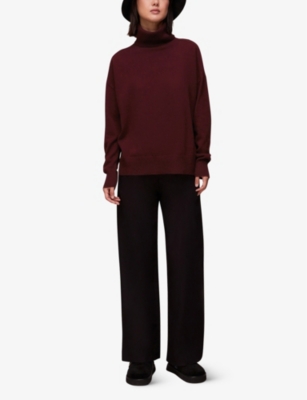 Shop Whistles Womens Plum/claret Roll-neck Cashmere Knitted Jumper