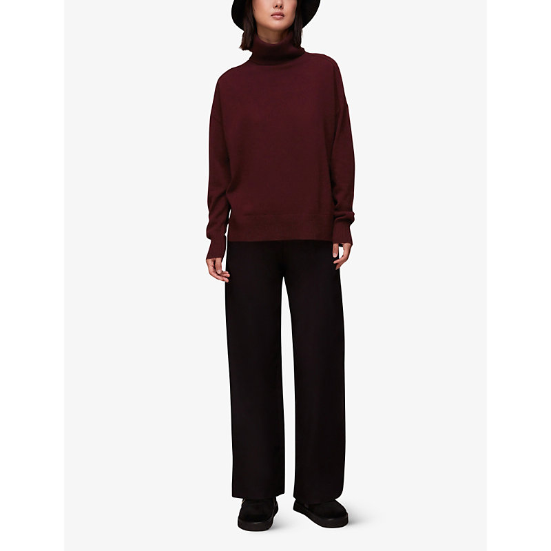 Shop Whistles Women's Plum/claret Roll-neck Cashmere Knitted Jumper