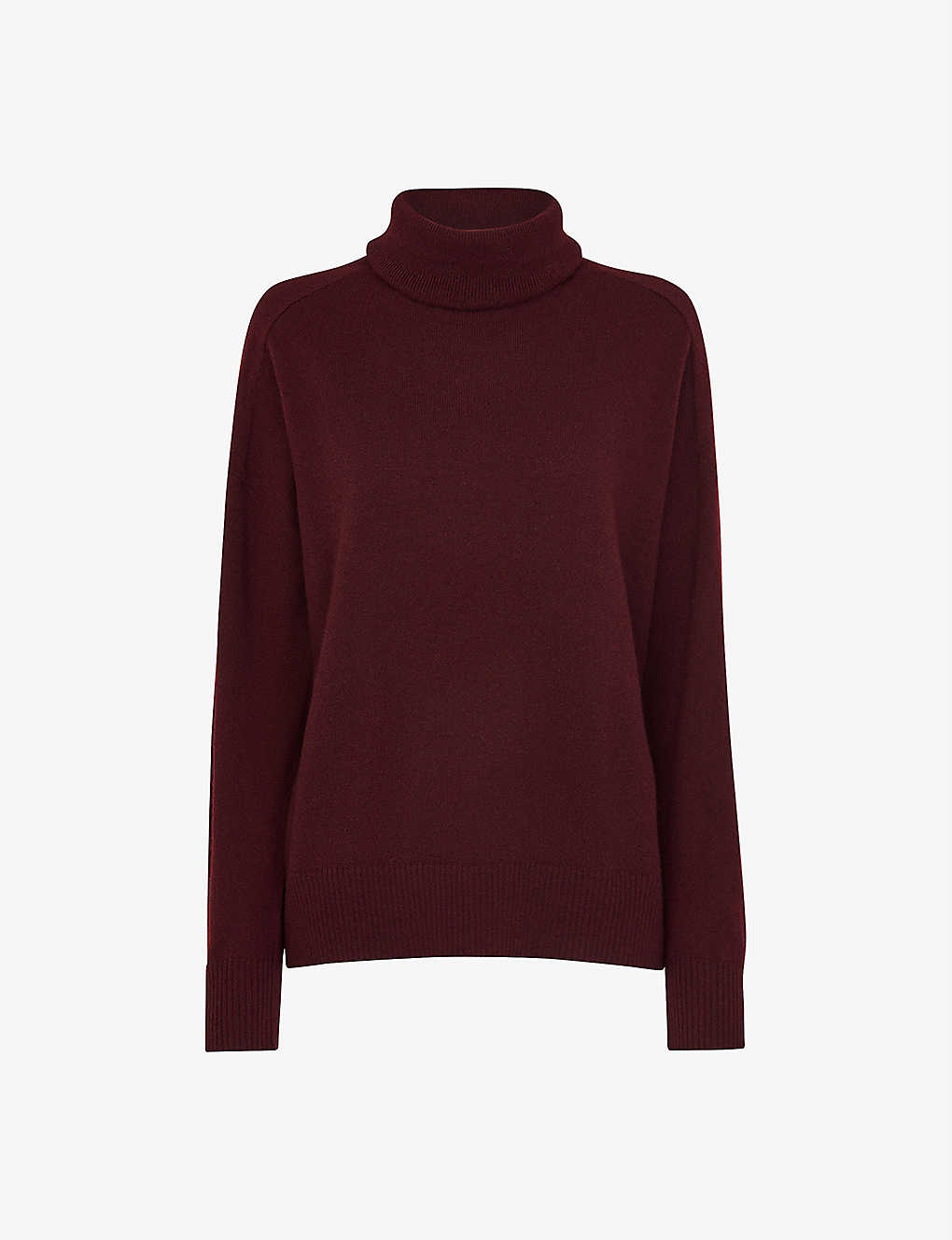Whistles Cashmere Roll Neck Sweater In Plum/claret