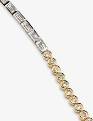 Shop Yvonne Léon Riviere 18ct White And Yellow-gold And Diamond Bracelet In 18k White Yellow Gold