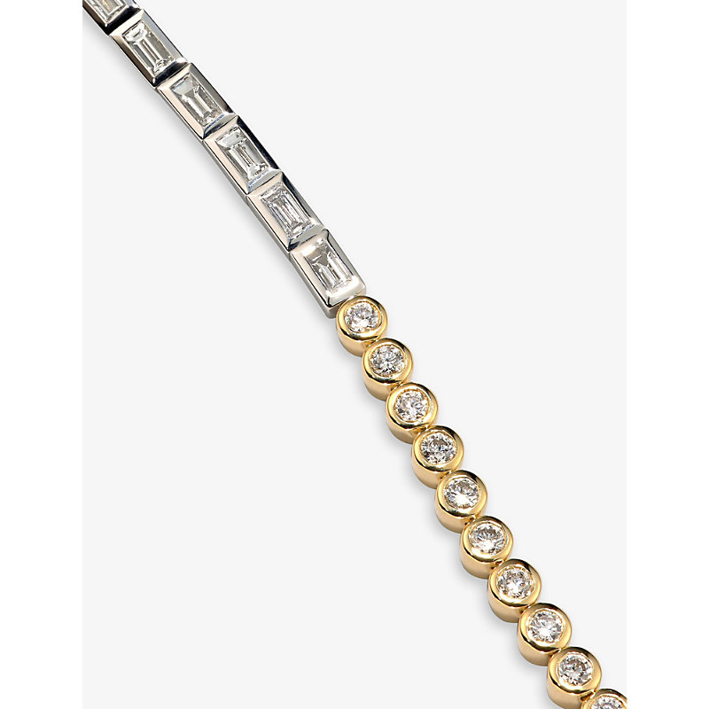 Shop Yvonne Léon Riviere 18ct White And Yellow-gold And Diamond Bracelet In 18k White Yellow Gold