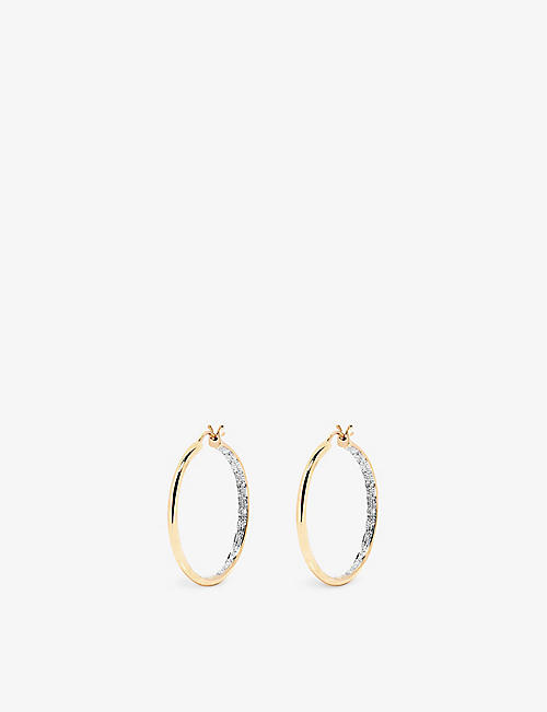 YVONNE LEON: Paire de Creoles 18ct yellow-gold and 0.20ct round-brilliant diamond hoop earrings