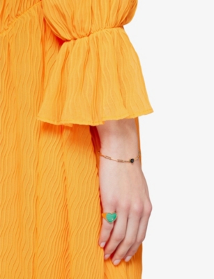 YVONNE LEON: Chevaliere Coeur 9ct yellow-gold, 0.02ct diamond and malachite signet ring