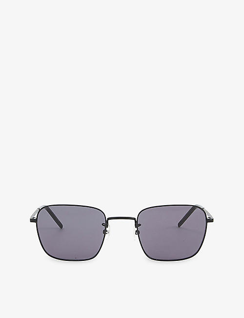 PAIGE: EY201907 Harper bio acetate and recycled-steel rectangle sunglasses