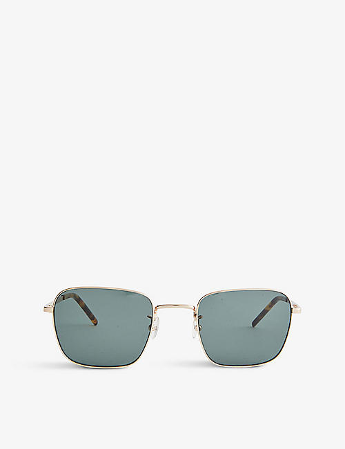 PAIGE: EY201907 Harper bio acetate and recycled-steel rectangle sunglasses