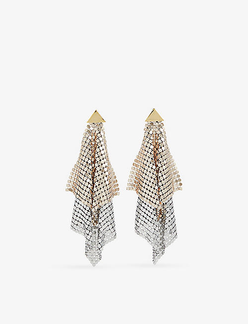 PACO RABANNE: Pixel silver-tone metal earrings