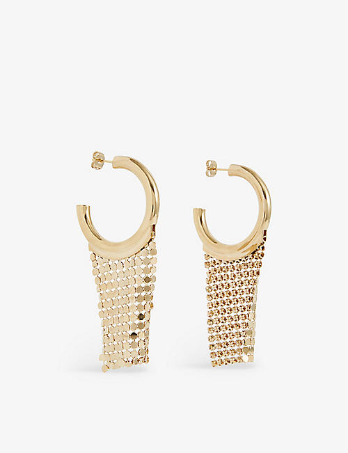 PACO RABANNE: Pixel brass hoop earrings
