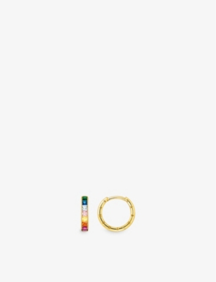 Thomas Sabo Rainbow 18ct Yellow Gold-plated 925 Sterling-silver Hoops In Multicoloured