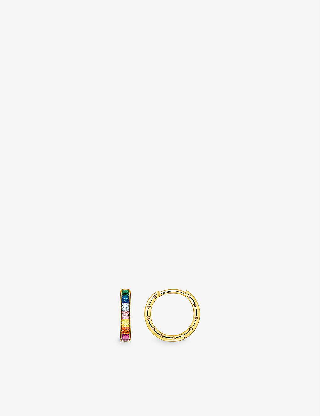 Thomas Sabo Rainbow 18ct Yellow Gold-plated 925 Sterling-silver Hoops In Multicoloured