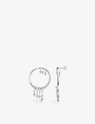 Thomas Sabo Womens White Winter Sun Rays 925 Sterling Silver Hoops