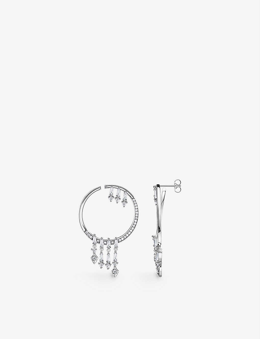 Thomas Sabo Womens White Winter Sun Rays 925 Sterling Silver Hoops