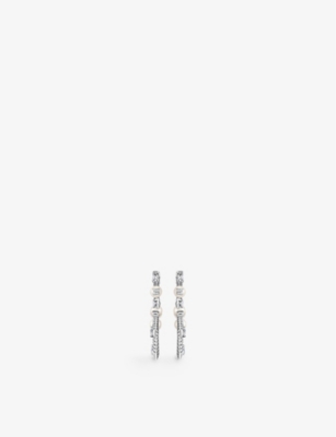 Thomas Sabo Womens White Winter Sun Rays Freshwater Pearl And Zirconia 925 Sterling-silver Hoops In White