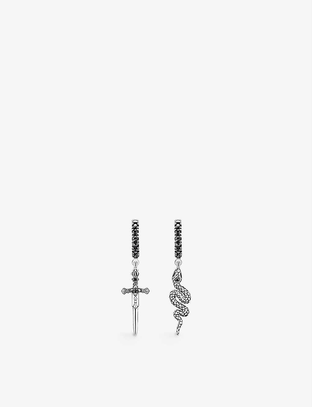 Thomas Sabo Rebel At Heart Sterling-silver And Cubic Zirconia Earrings In Black
