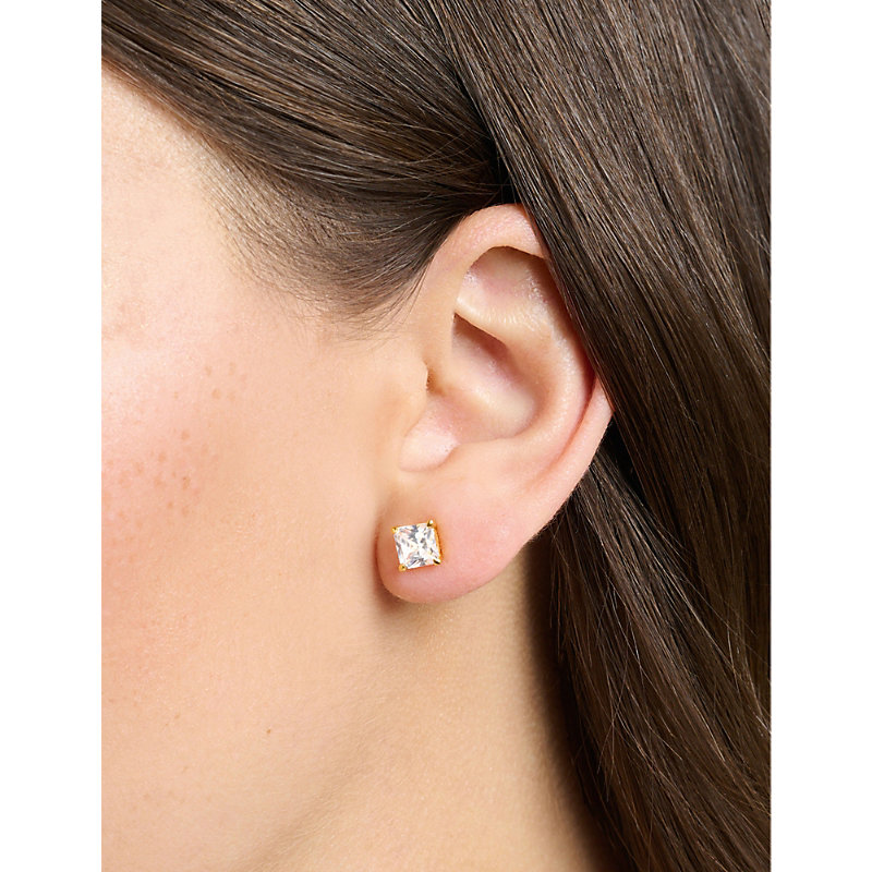 Shop Thomas Sabo Women's White Classic Yellow Gold-plated Sterling-silver And Cubic Zirconia Stud Earring