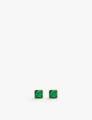 Thomas Sabo Classic Yellow-gold Plated Sterling-silver Stud Earrings In Green