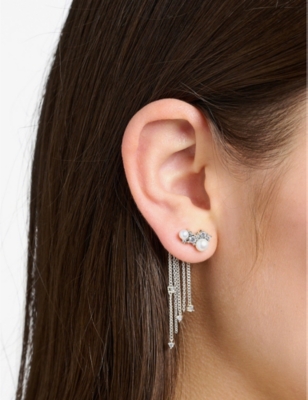 Thomas Sabo Womens White Winter Sun Rays Sterling Silver, Freshwater Pearls And Zirconia Earring In White