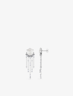 Thomas Sabo Womens White Winter Sun Rays Milky Quartz, Zirconia And Sterling Silver Earrings In White