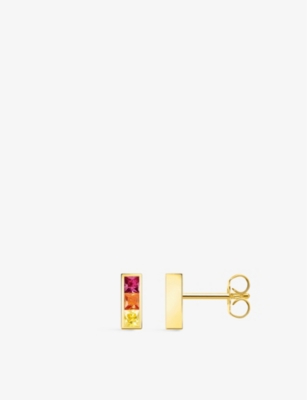 Thomas Sabo Colourful Stones 18ct Yellow Gold-plated Sterling Silver And Zirconia Stud Earrings In Multicoloured