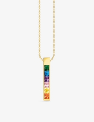Thomas Sabo Colourful Stones 18ct Yellow Gold-plated Sterling Silver And Zirconia Necklace In Multicoloured
