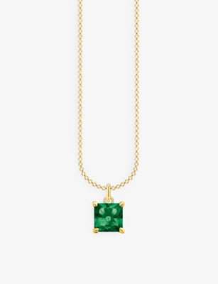 Thomas Sabo Charm Club 18ct Yellow Gold-plated Sterling Silver And Glass-ceramic Necklace In Green
