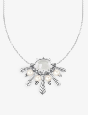 Shop Thomas Sabo Women's White Winter Sun Rays Sterling Silver, Zirconia, Milky Quartz And Pearl Necklace