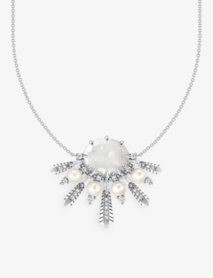 THOMAS SABO: Winter Sun Rays sterling silver, zirconia, milky quartz and pearl necklace