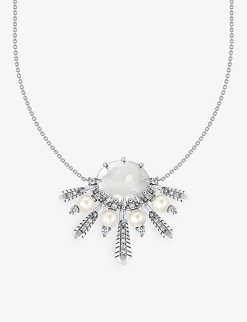 THOMAS SABO: Winter Sun Rays sterling silver, zirconia, milky quartz and pearl necklace