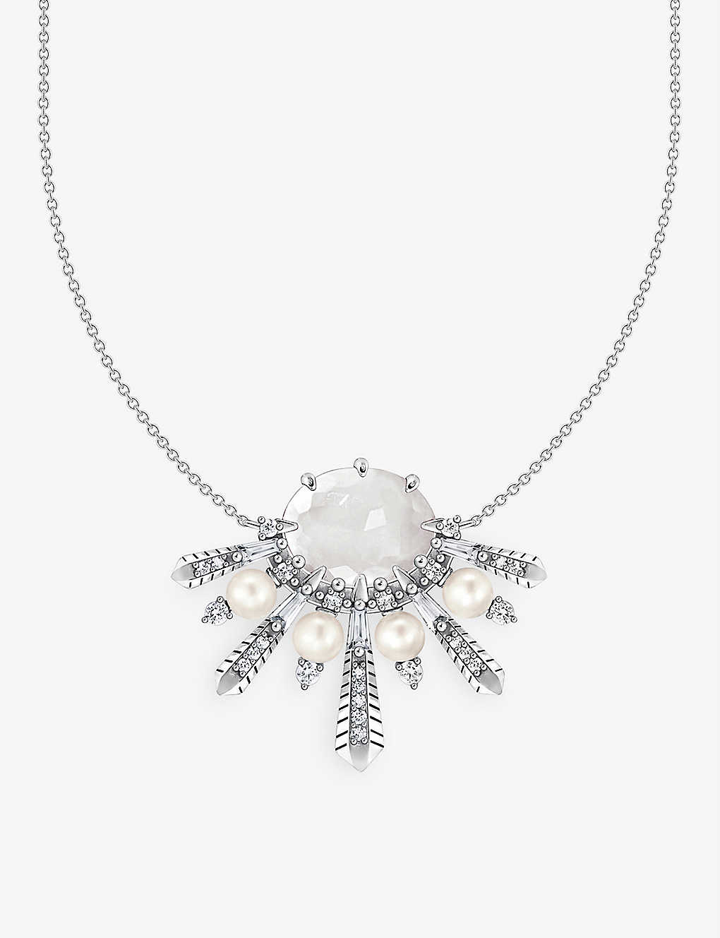 Thomas Sabo Women's White Winter Sun Rays Sterling Silver, Zirconia, Milky Quartz And Pearl Necklace
