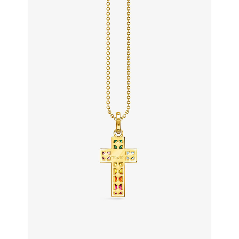 Shop Thomas Sabo Women's Multicoloured Colourful Stones Cross 18ct Yellow Gold-plated Sterling Silver And